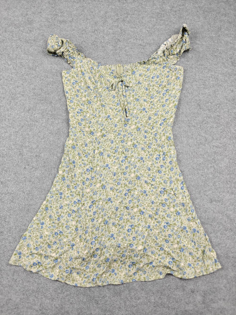 Reformation Dress Womens 10 Green Floral Sundress Strappy Sleeveless Lined